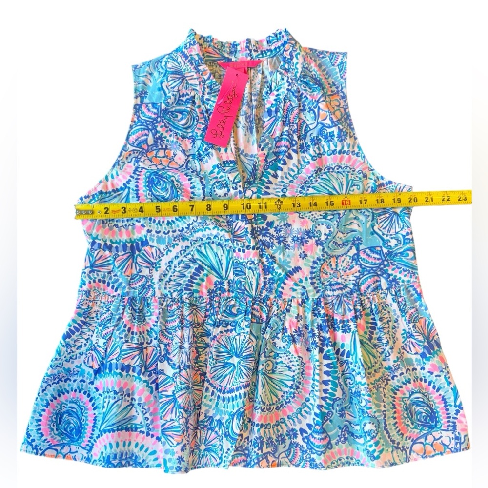 Lilly Pulitzer Blouse Novella Ruffle Hem Tank Top Women’s Size Large NWT - Picture 10 of 16
